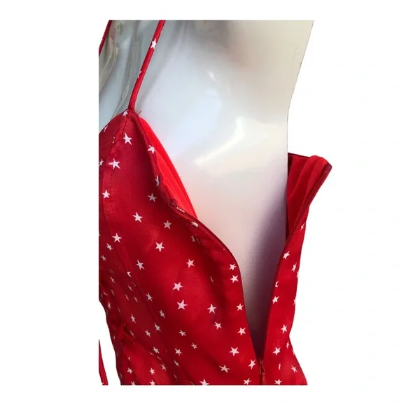 ZARA women bodysuit top Stretch red white Stars Print Size M. - Picture 8 of 15
